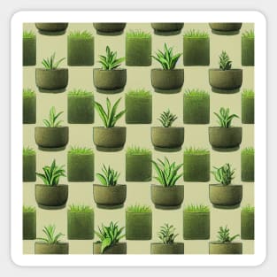 Succulents in pots grid repeating pattern Sticker